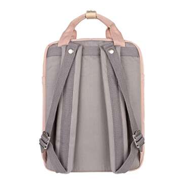 Himawari Backpack/Travel Backpack for Women 14.9" College Vintage Waterproof Bag ， Work Backpack for 14inch Laptop(Grey&Pink-HIM-32#）