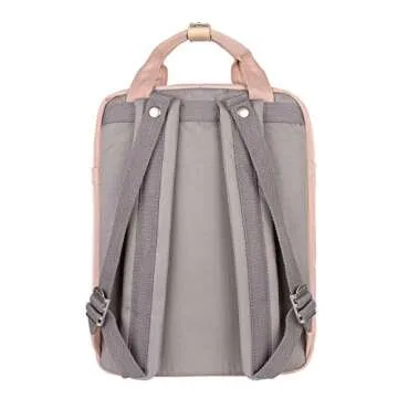 Himawari Backpack/Travel Backpack for Women 14.9" College Vintage Waterproof Bag ， Work Backpack for 14inch Laptop(Grey&Pink-HIM-32#）