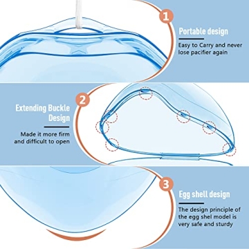 Smlpuame Pacifier Case,2 Pack BPA Free Pacifier Holder Case,Transparent Container Box for Baby Binky（Not Included),Essential Pacifier Accessories,Alway Keep Paci Clean,Easy to Clean(Blue)