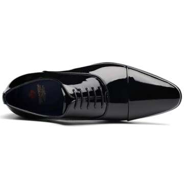 DECARSDZ Mens Faux Patent Leather Classic Lace-up Formal Oxford Tuxedo Dress Shoes Men Wedding Shoe ...