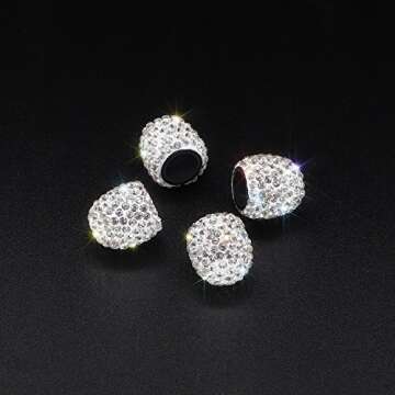 SAVORI Valve Caps, 4 Pack Handmade Crystal Rhinestone Tire Caps, Attractive Dustproof Accessories fo...