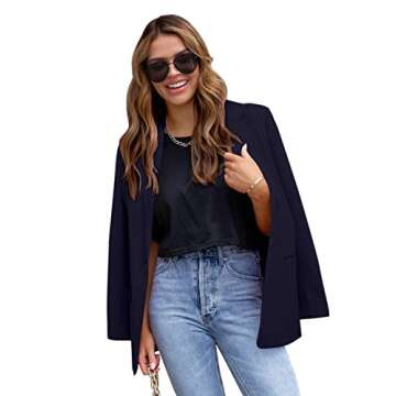 CRAZY GRID Womens Casual Blazer Long Sleeve Business Suit Jacket Open Front Button Work Office Blaze...