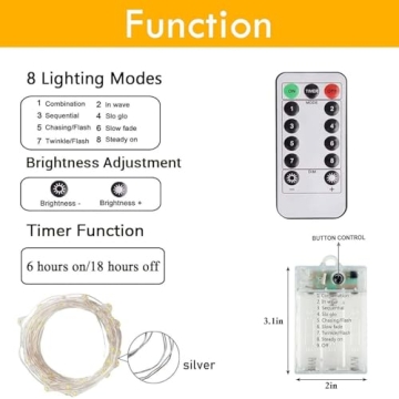 Fairy Lights 78FT 240 LED Battery Operated with Timer & Remote