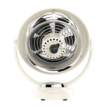 Vornado VFAN Jr. Vintage Fan | Small Metal Retro Air Circulator for Cooling & Décor | 2 Speeds, Adjustable Tilt | Vintage White
