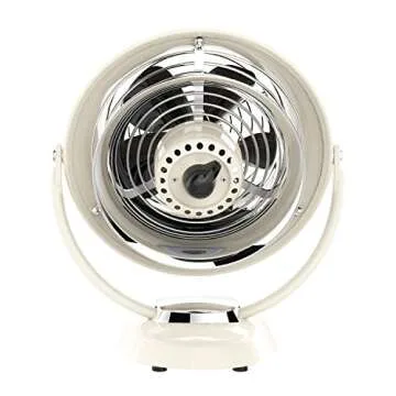 Vornado VFAN Jr. Vintage Fan | Small Metal Retro Air Circulator for Cooling & Décor | 2 Speeds, Adjustable Tilt | Vintage White
