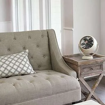 Vornado VFAN Jr. Vintage Fan | Small Metal Retro Air Circulator for Cooling & Décor | 2 Speeds, Adjustable Tilt | Vintage White