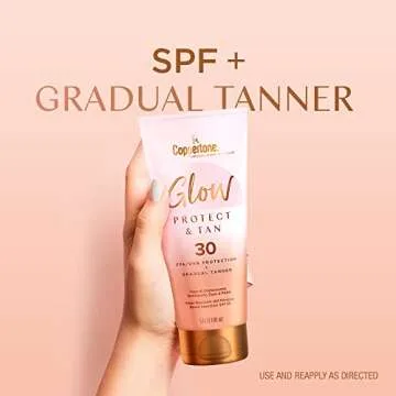 Coppertone Glow Protect and Tan Sunscreen Lotion + Gradual Self Tanner, SPF 30 Sunscreen, 5 Fl Oz Tu...