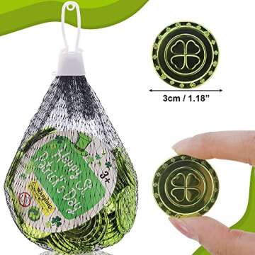 AEVBSOY 100 Pcs St. Patrick's Day Coins Shamrock Coins Lucky Saint Patrick's Day CoinsTable Sprinkle...