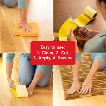 Rug Gripper Tape for Area Rugs and Runners (4" x25ft)