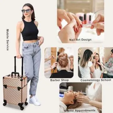 Rose Gold Diamond Makeup Trolley - Elegant Beauty Storage