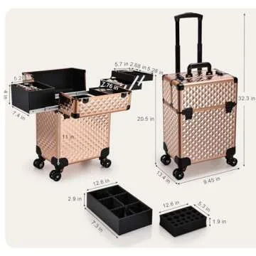 Rose Gold Diamond Makeup Trolley - Elegant Beauty Storage