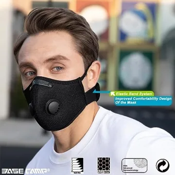 BASE CAMP M Plus Dust Mask with 6 Filters for Comfort