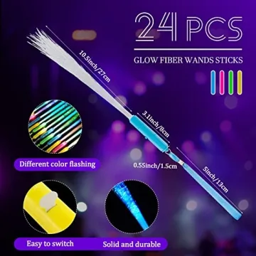 Exciting 24 Fiber Optic Wands for Parties and Events
