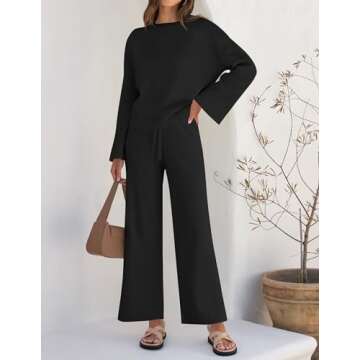 ZESICA Women's Chic 2 Piece Lounge Set - Fashionable Comfort