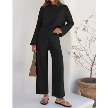 ZESICA Women's Chic 2 Piece Lounge Set - Fashionable Comfort