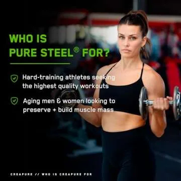 SteelFit Creapure Creatine Monohydrate Powder, Unflavored - German Micronized Creatine Powder for Men & Women - Gym Workout Nutritional Supplements for Muscle Gain, Brain Health & Strength Building