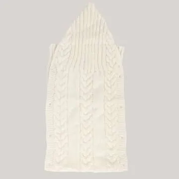 Symphony Wire Newborn Baby Wrap Swaddle Blanket, Kids Wool Knit Swaddle Kids Sleeping Bag Stroller Wrap Sleep Sacks (White)