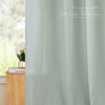 Sage Green Semi-Sheer Linen Curtains for Elegant Homes