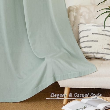 Sage Green Semi-Sheer Linen Curtains for Elegant Homes