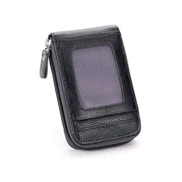 BAKUN Premium Leather Zipper Wallet for Business Cards