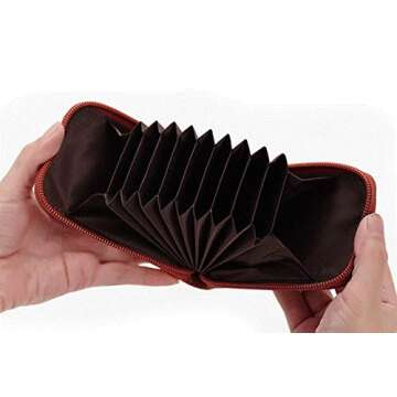 BAKUN Premium Leather Zipper Wallet for Business Cards