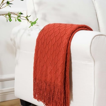 BATTILO HOME Rust Red Throw Blanket for Comfort and Style