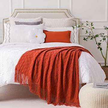 BATTILO HOME Rust Red Throw Blanket for Comfort and Style