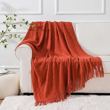 BATTILO HOME Rust Red Throw Blanket for Comfort and Style