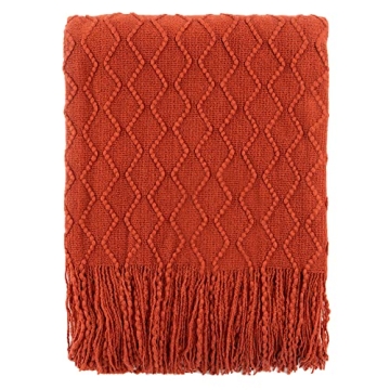 BATTILO HOME Rust Red Throw Blanket for Comfort and Style