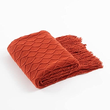 BATTILO HOME Rust Red Throw Blanket for Comfort and Style