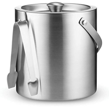 FineDine Double-Wall Stainless Steel Insulated Ice Bucket With Lid & Ice Tong [3 Liter] Included Str...