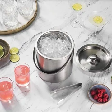 Stylish FineDine Insulated Ice Bucket with Tongs