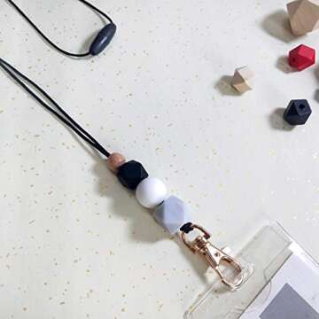 Beaded lanyard,id badge lanyard,teacher lanyard,silicon lanyard (A)