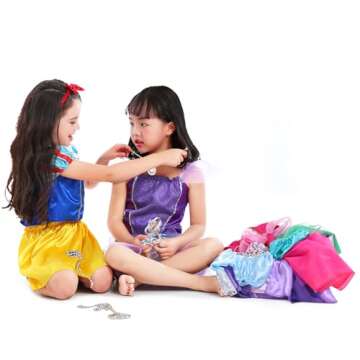 VGOFUN Princess Dresses for Girls - Dress up Clothes for Toddler Girl Pretend Play Gift for 3-6 Year Halloween Christmas Birthday
