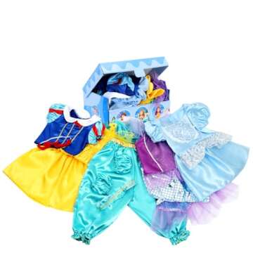 VGOFUN Princess Dresses for Girls - Dress up Clothes for Toddler Girl Pretend Play Gift for 3-6 Year Halloween Christmas Birthday