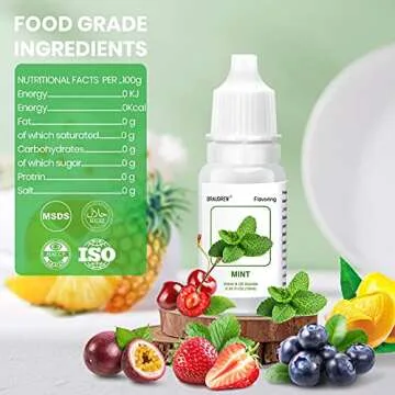 Food Flavoring Oil,16 x 0.35 Fl Oz Lip Gloss Flavoring Oil ,Pure Natural Concentrated Candy Extract for Lip Balm, Baking,Cooking,Drinks, Cake, Water & Oil Soluble