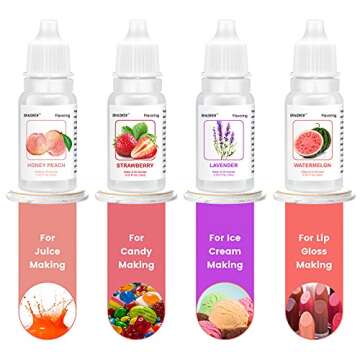 Food Flavoring Oil,16 x 0.35 Fl Oz Lip Gloss Flavoring Oil ,Pure Natural Concentrated Candy Extract for Lip Balm, Baking,Cooking,Drinks, Cake, Water & Oil Soluble