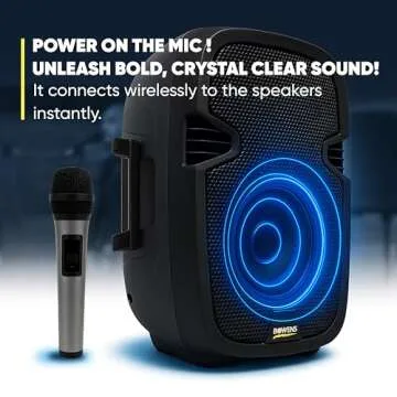 Bowens 8-Inch Bluetooth PA System - 500W Powered Speakers with Stands, Microphone - Party Speaker & ...
