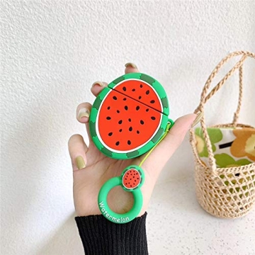 LEWOTE Silicone Case Compatible for Apple Airpods 1&2 Funny Cute Cover [Fruit and Vegetable Series](Watermelon)