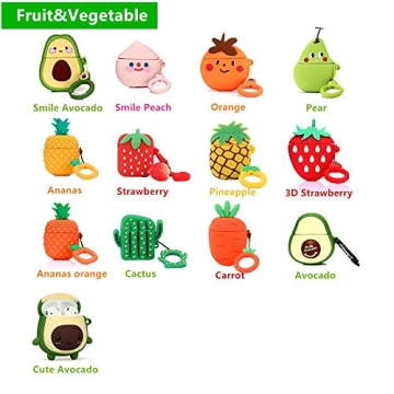 LEWOTE Silicone Case Compatible for Apple Airpods 1&2 Funny Cute Cover [Fruit and Vegetable Series](Watermelon)