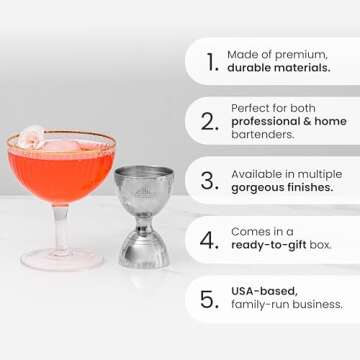 A Bar Above Premium Bell Jigger – Stainless Steel Cocktail Measuring Tool