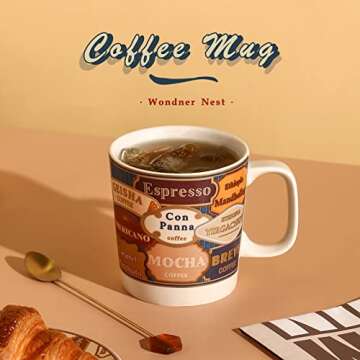 WONDER NEST Ceramic Coffee Mug - Fun Gift for Coffee Lovers