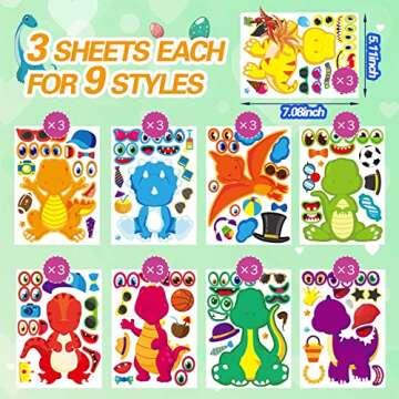 27 Dinosaur Stickers for Kids - Creative DIY Project Stickers for Parties