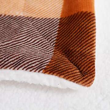 SOCHOW Buffalo Plaid Sherpa Fleece Throw Blanket, Double-Sided Checkered Super Soft Luxurious Bedding Blanket 60 x 80 inches, Orange