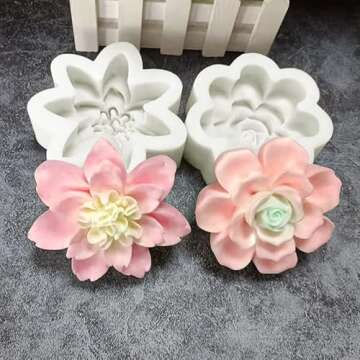 Candle Mold Gypsum Handmade soap Peony Rose Silicone Mold Cake Decoration Chocolate Baking Mold