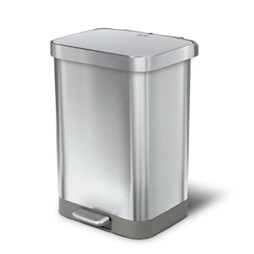 Glad Stainless Steel Step Trash Can with Clorox Odor Protection - 13 Gallon