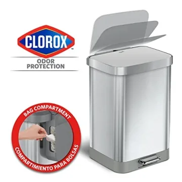 Glad Stainless Steel Step Trash Can with Clorox Odor Protection