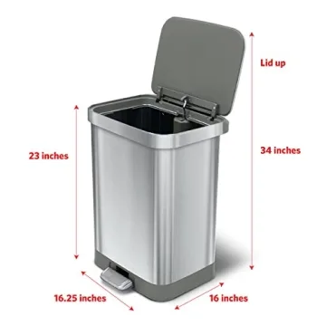 Glad Stainless Steel Step Trash Can with Clorox Odor Protection