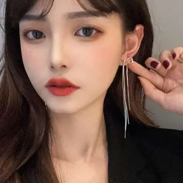 Gold Bow Earrings for Women Cute Ribbon Earrings Tassel Ribbon Earrings Classic Bowknot Dangle Earrings for Women (D G)