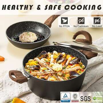 Vkoocy Ceramic Cookware Set - Non Stick, Stylish & Safe